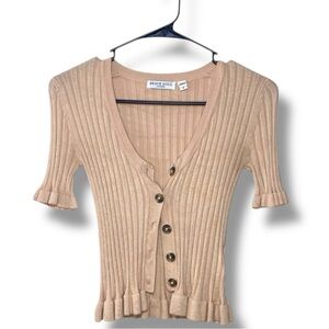 Brave Soul Beige Ribbed Knit Top